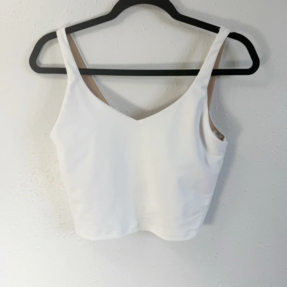Old Navy White Cropped Tank Bra Top - Picture 1 of 4